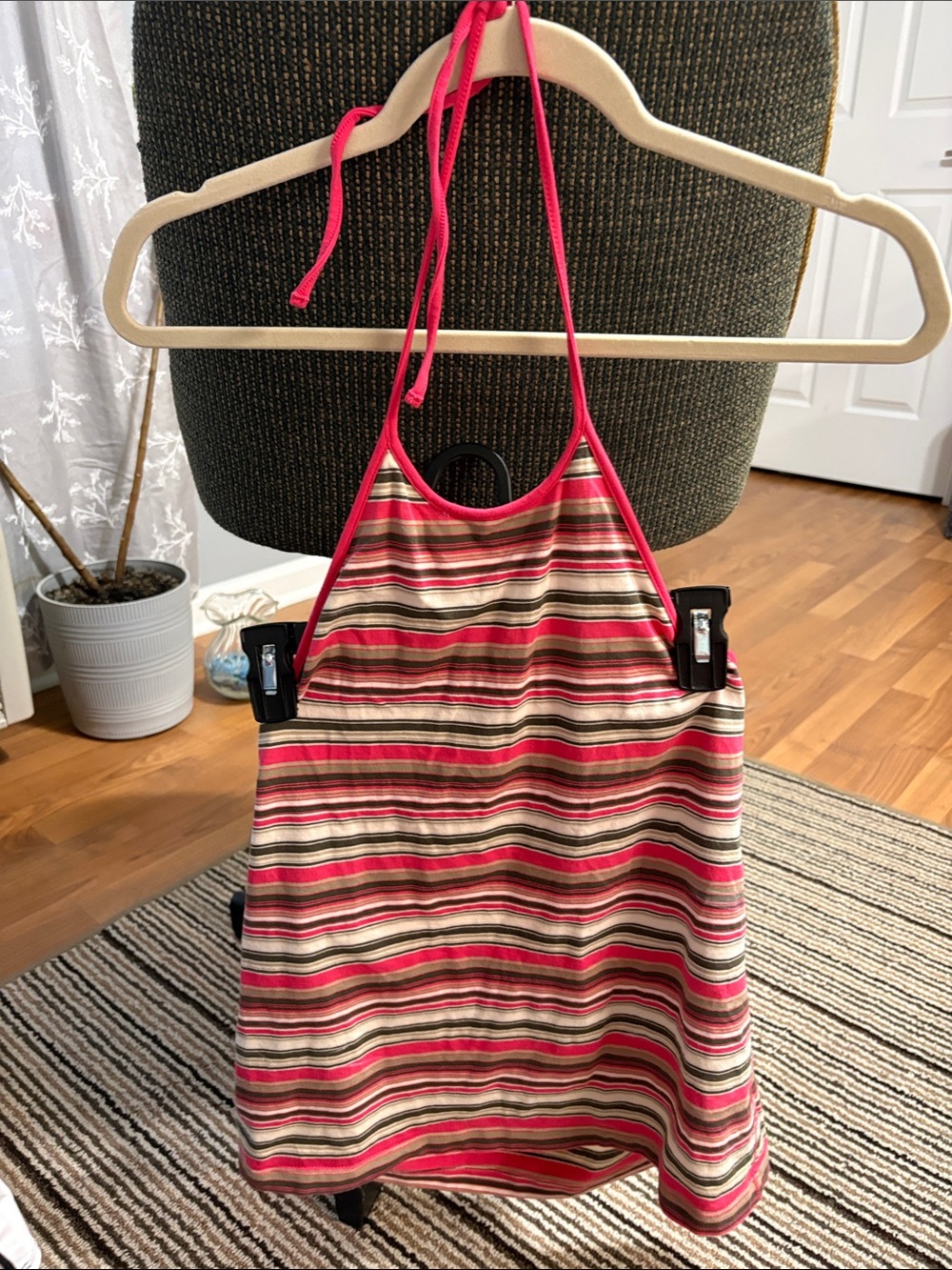 GAP Pink Striped Halter Tank Top